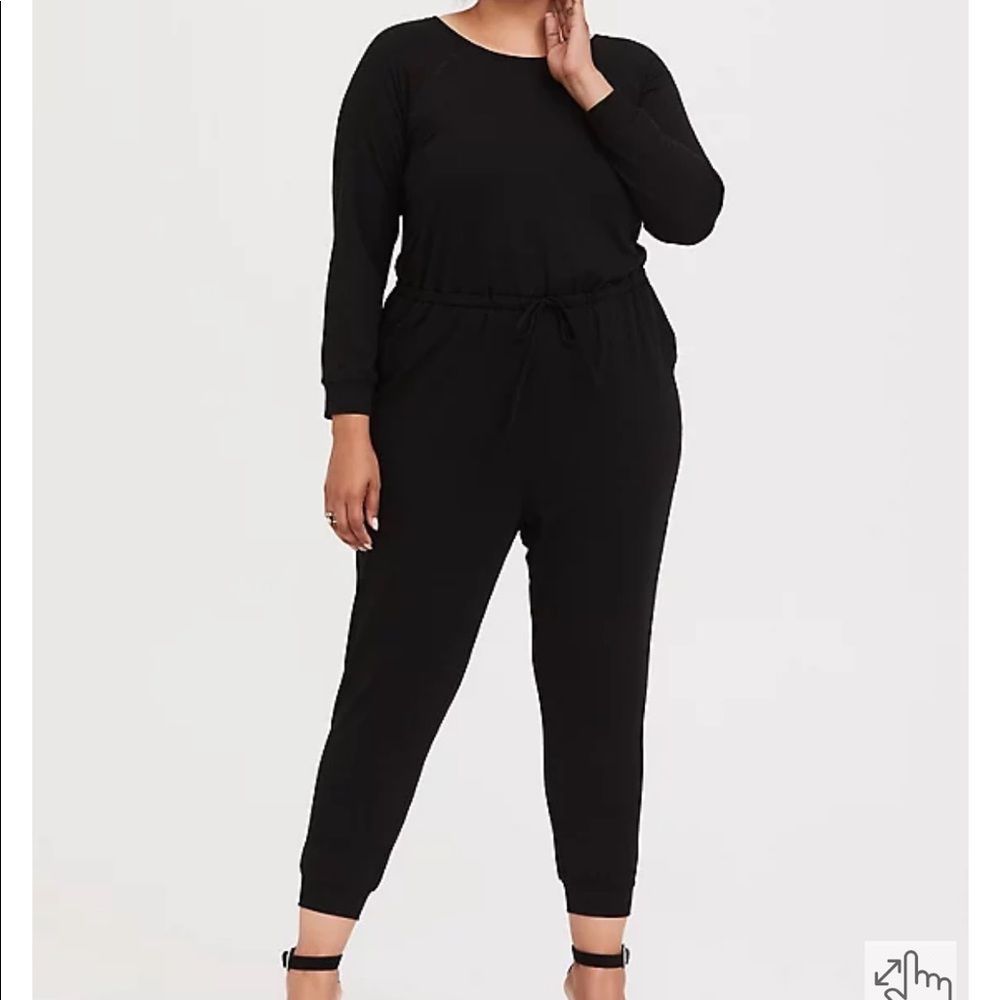 NWT Torrid 0/12 - Black, French Terry tie-waist jumpsuit
